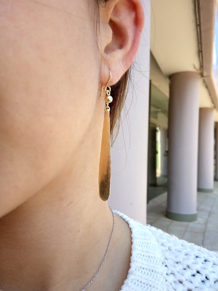 Long Gold Earrings, Lightweight earrings, Minimalist Dangles, Simple Gold Earrings, Thin Earrings, Nature Inspired, Gift for Girlfriend