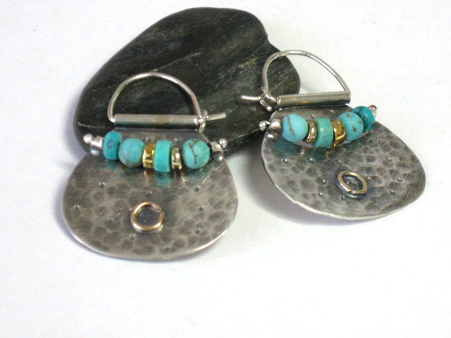 Statement Turquoise Two Sided Ear Hoops