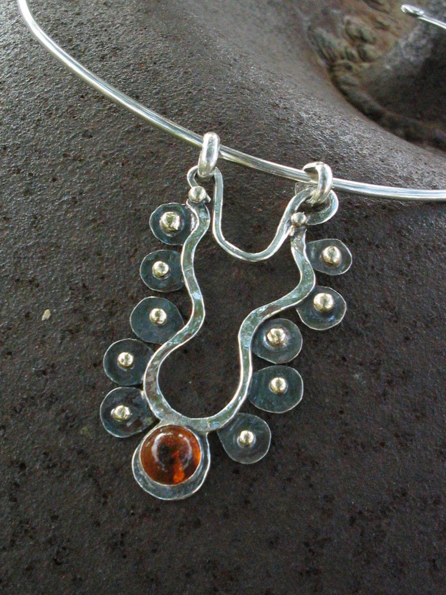 Amber Art Sterling Gold Necklace