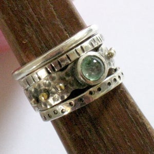 Stackable Silver Gold Gemstone Tourmaline Ring