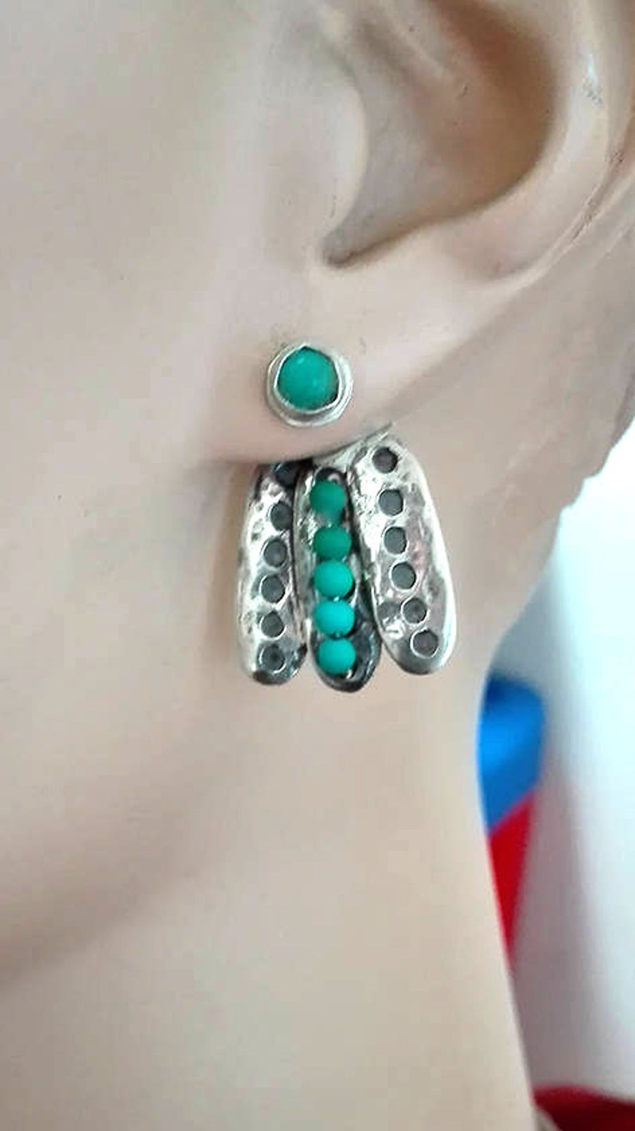 Unique Turquoise And Silver Earrings.