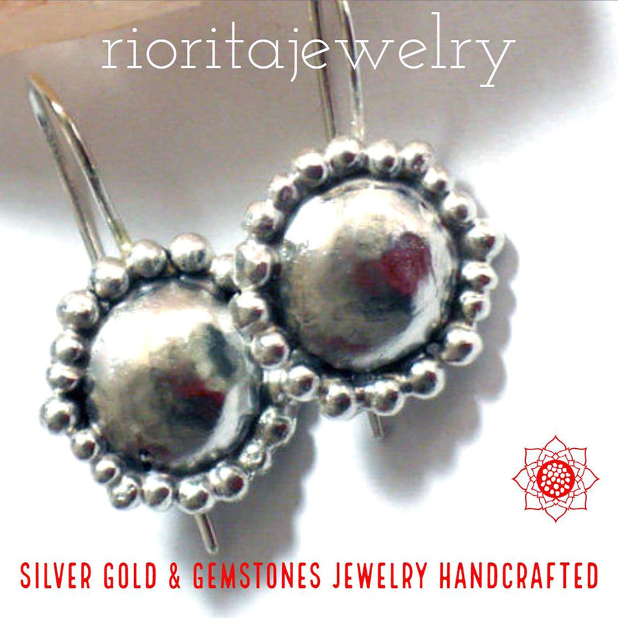 Small Round Dome Silver Earrings