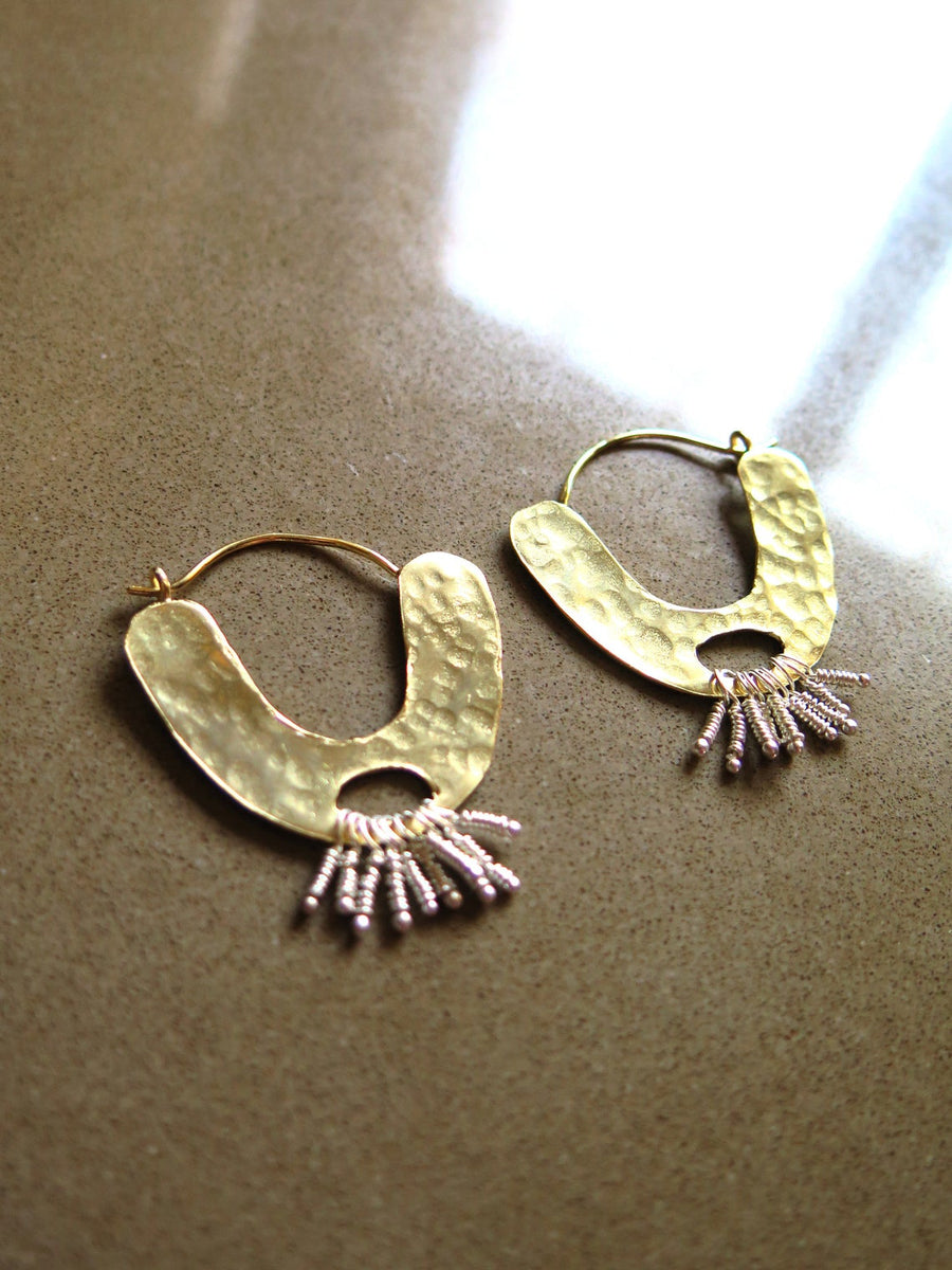 Large Crescent Gold Hoop Earrings