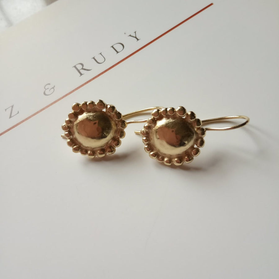 Small Round Gold Dangle Earrings