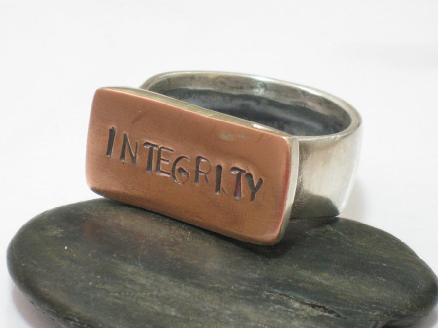 Unique Men's Ring,Ring With Letters,Silver Copper Ring,Chunky Ring,Mens customized Ring,Sterling Ring,Mixed Metals Jewelry,Ring For Him