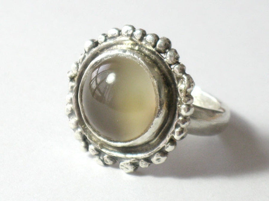 Sterling Silver round Moonstone Ring