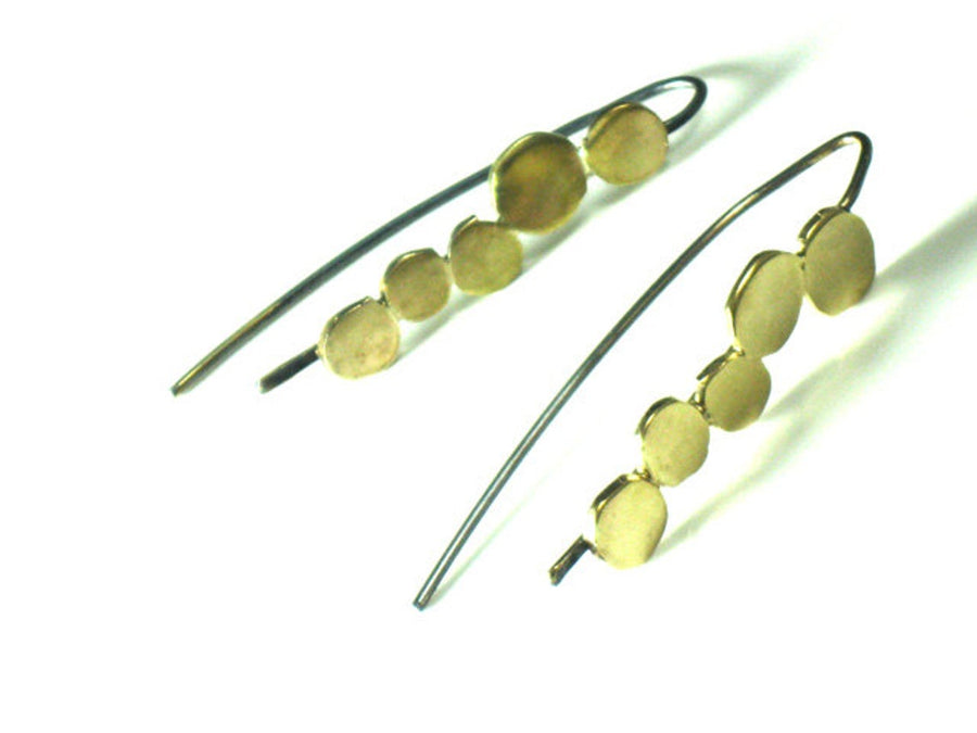Gold Silver and Brass Dangle Earrings