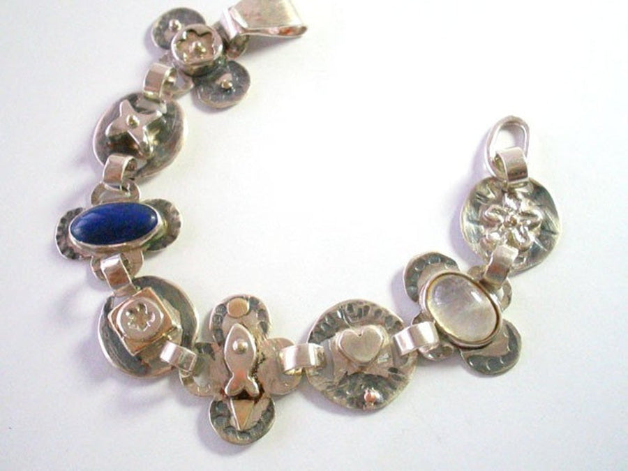 Sterling Gold & Stones Bracelet