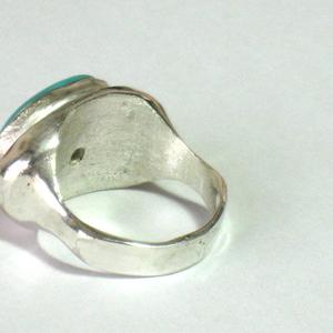 Silver Gold Oval Turquoise Ring