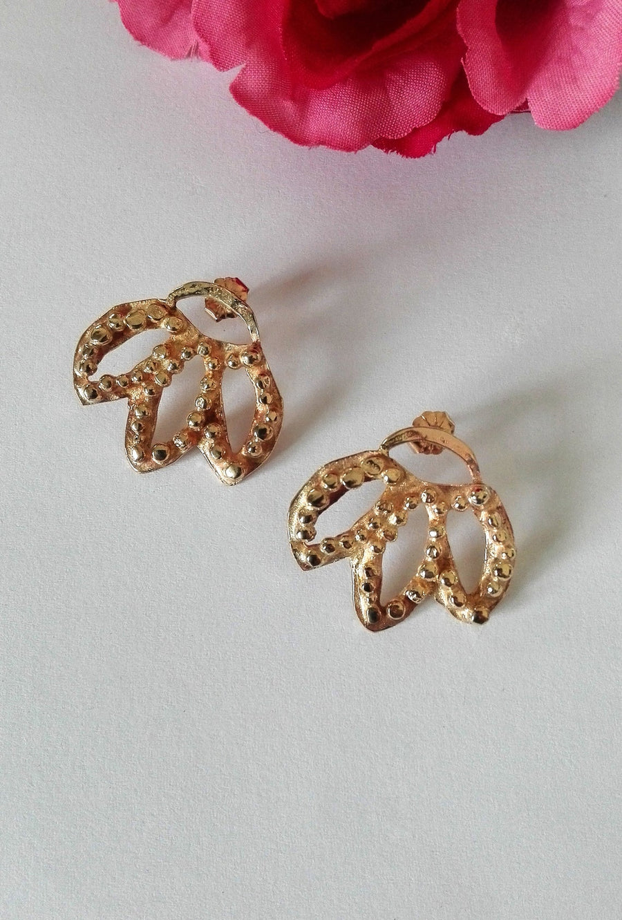 Elegant Gold Leaf Stud Earrings