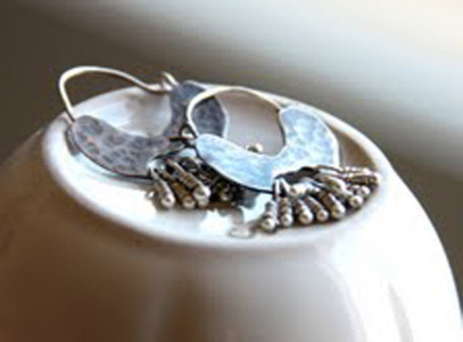 Small Bohemian Silver Hoop Earrings