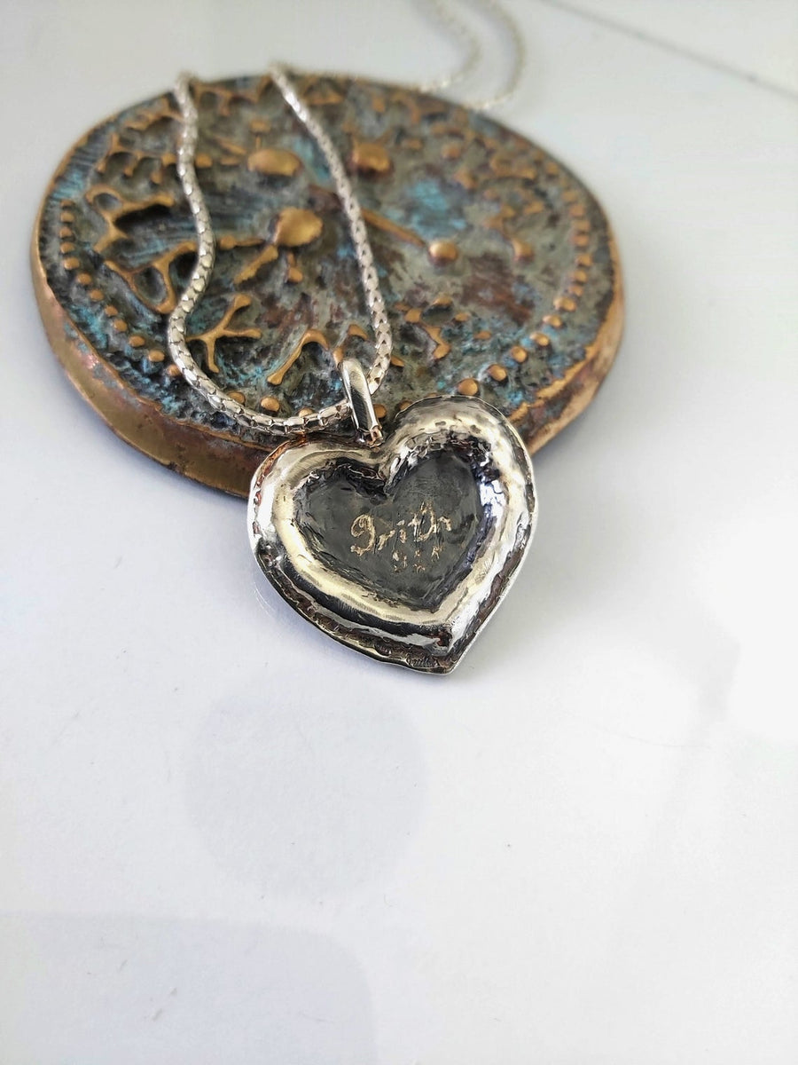 Handmade Silver Stones Heart Necklace