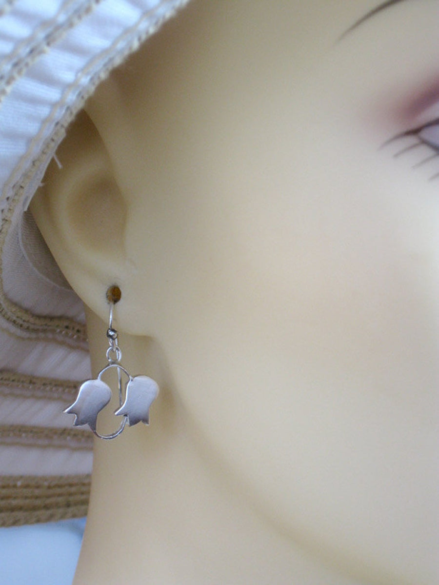 Silver Flower Dangle Earrings.