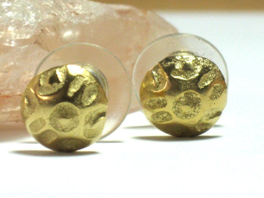 Small Hammered Gold Stud Earring
