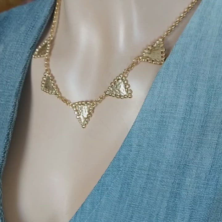 Gold Triangles Chain Necklace