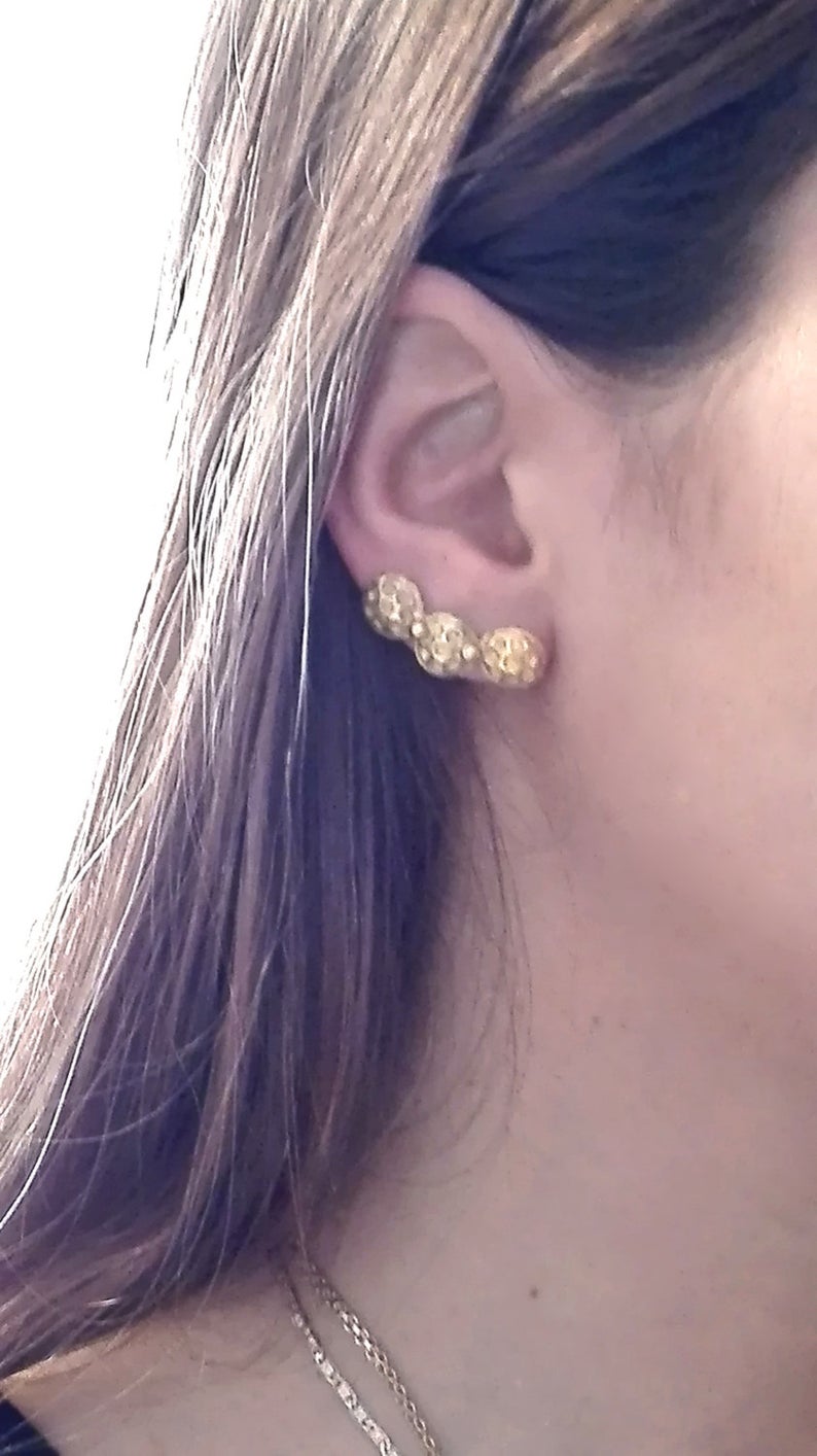 Gold Crawler Pin Earrings