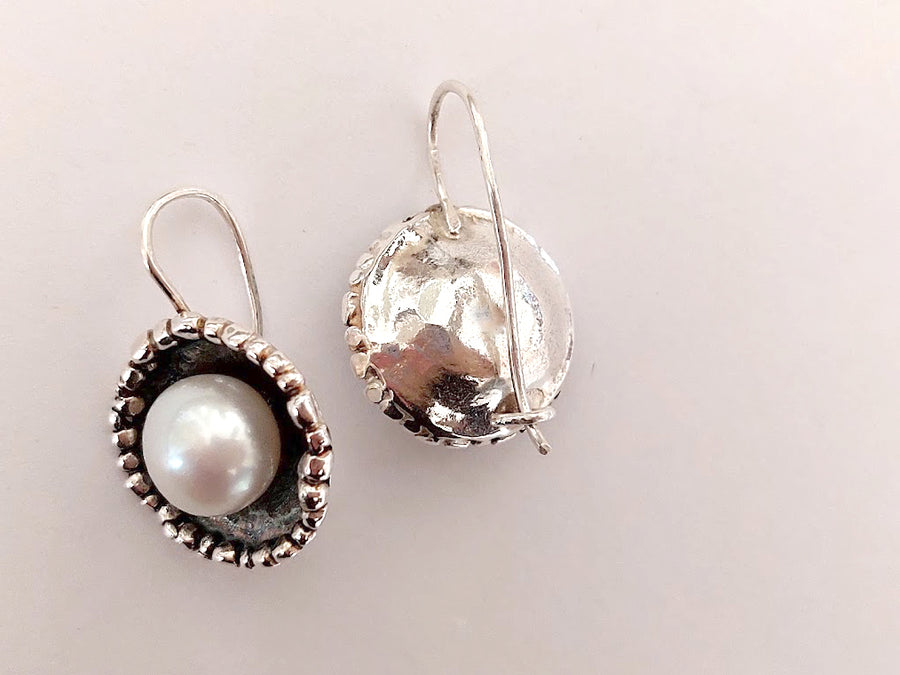 Unique Silver Pearl Dangles