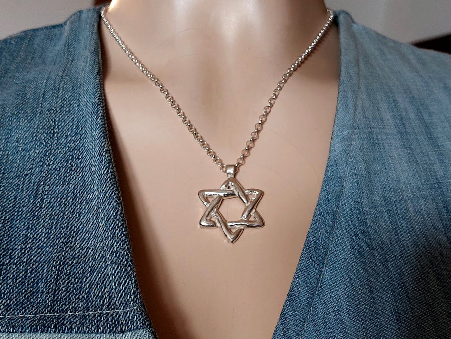 Silver Star of David Chain Necklace