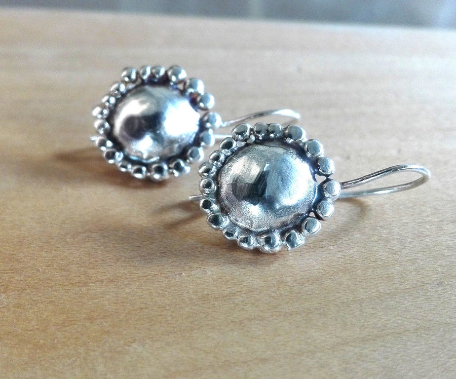 Small Silver Dangle Dome Earrings