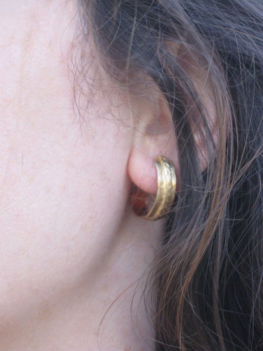 Gold Stud Hoop Earrings