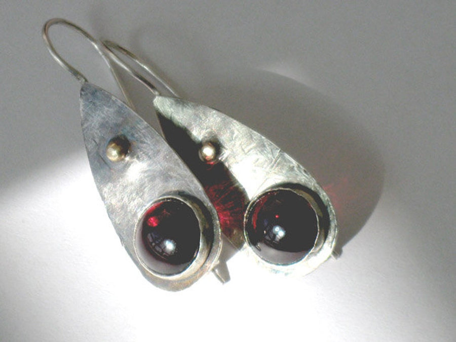 Sterling Teardrop Garnet Dangles Earrings