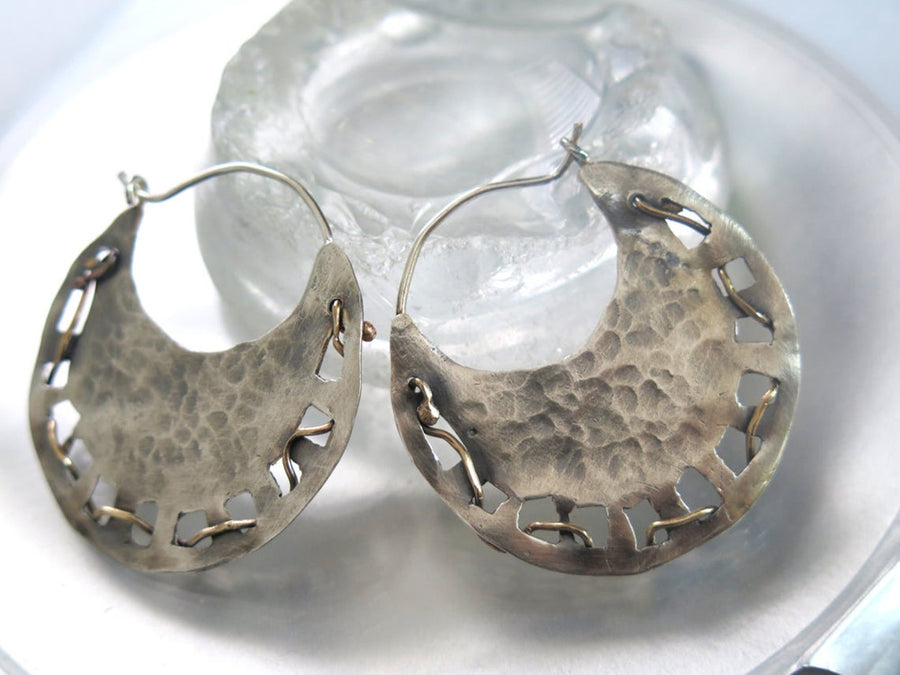 Large Hammered Textured Sterling Silver Hoops
