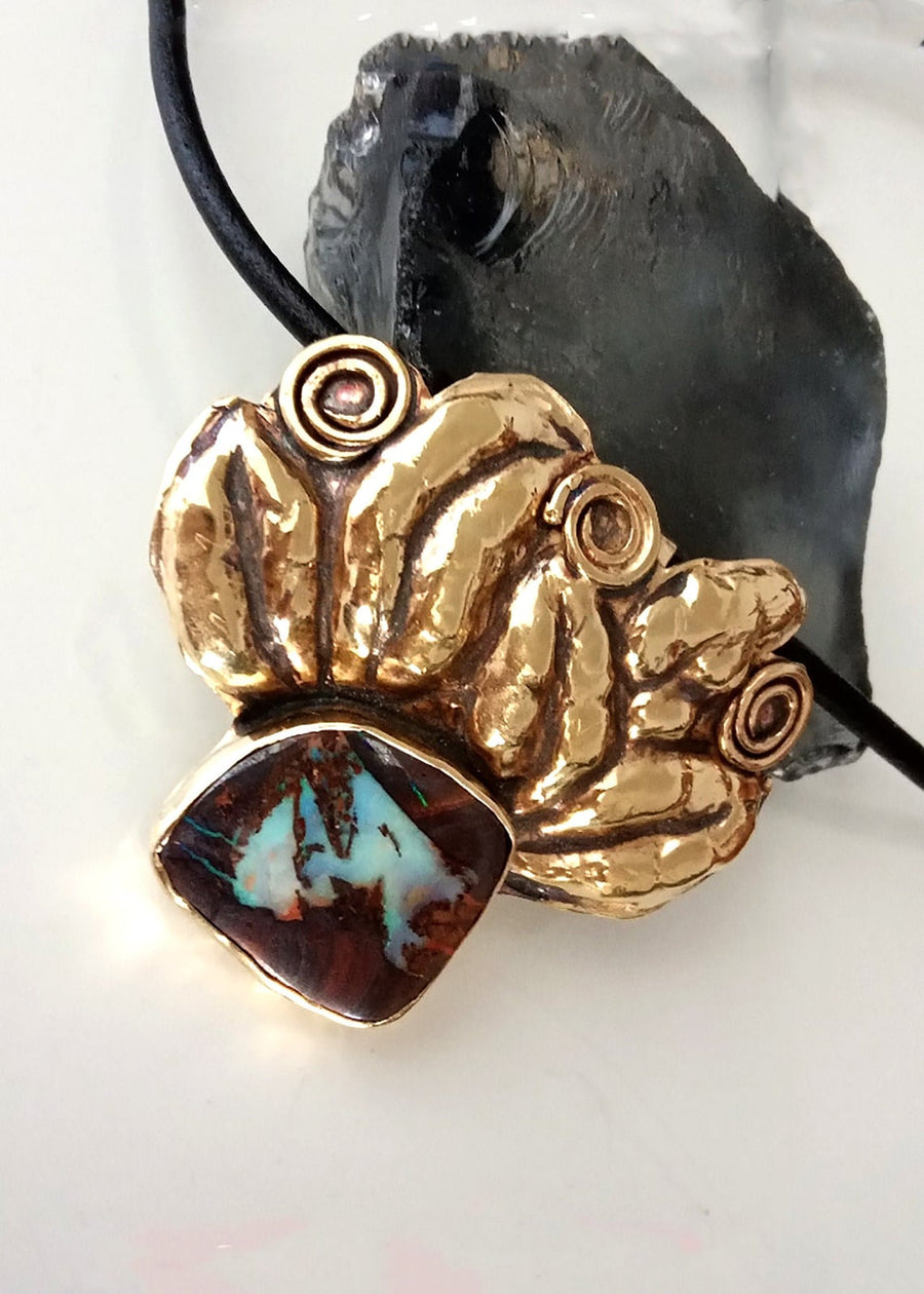 Large Australian Gold Opal Pendant Necklace