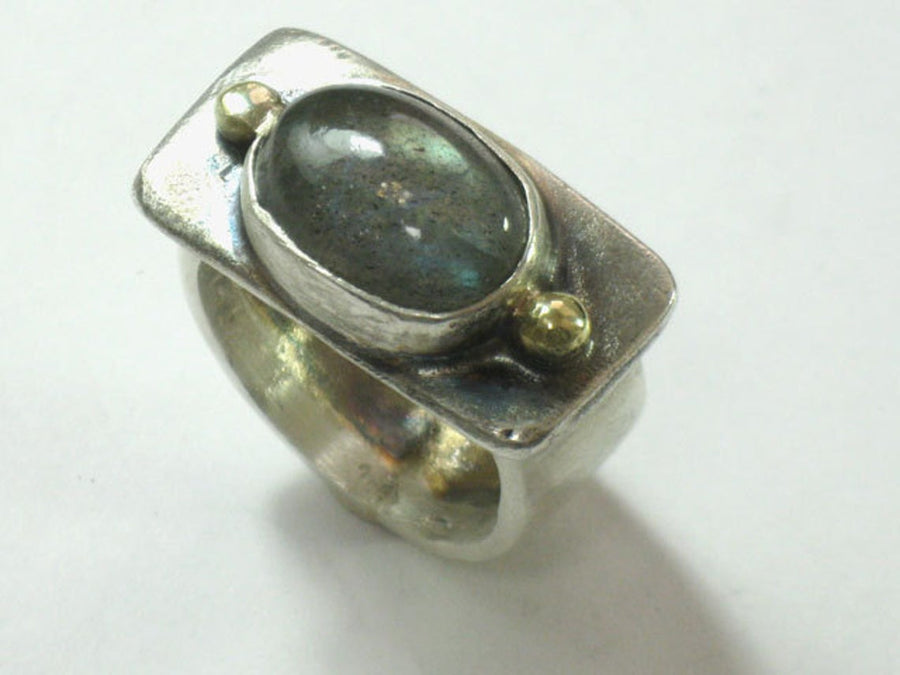 Labradorite Rectangle Sterling Ring
