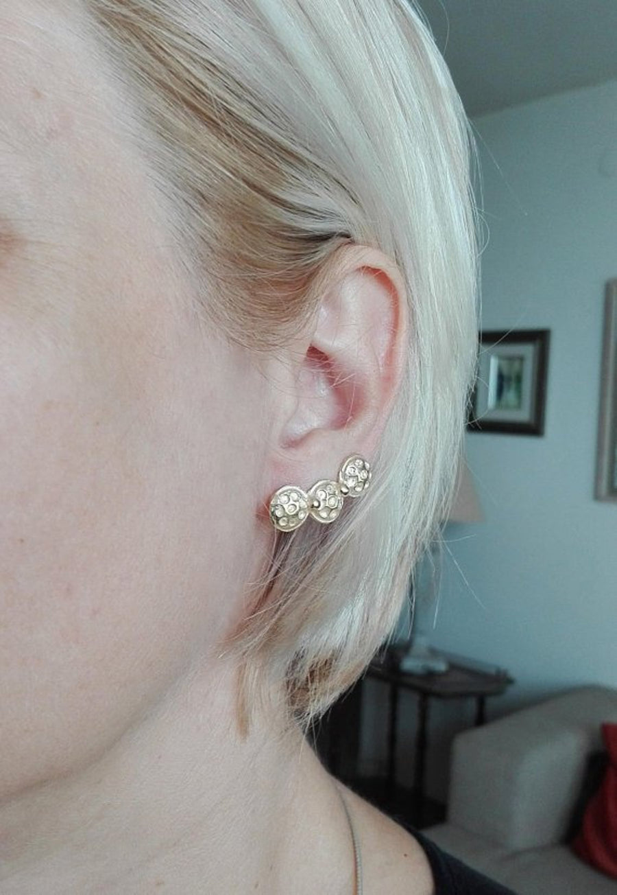 Earlobe Crawler Gold Stud Earrings