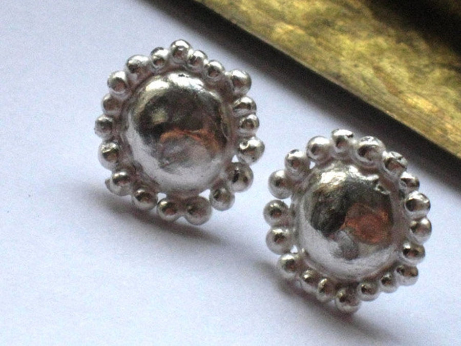 Floral Stud Earrings, Small Silver Studs, Sterling Studs, Round Silver Studs, Silver Stud Earrings, Sterling Silver, Silver Ear Studs
