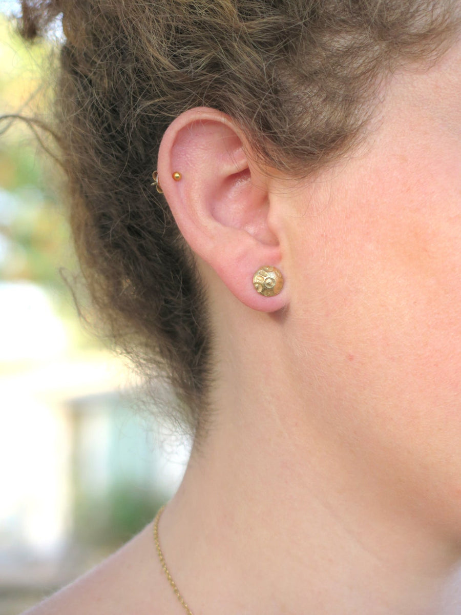 Small Hammered Gold Stud Earring