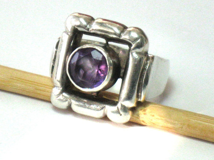 Square Amethyst Ring Sterling Silver