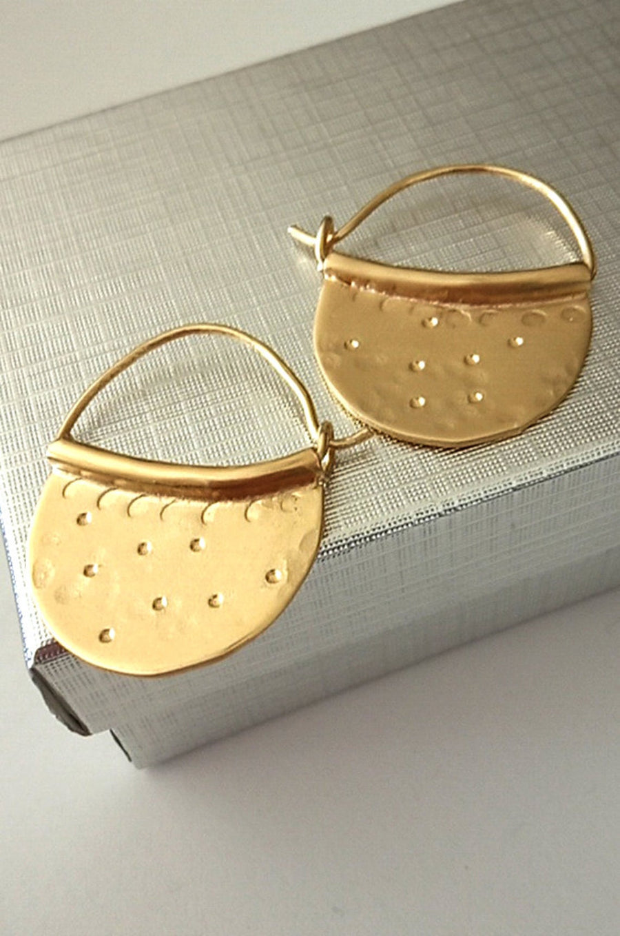 Hammered Gold Ear Hoops