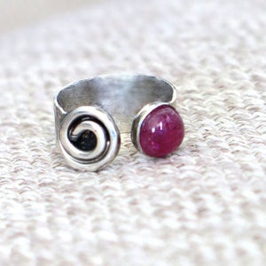 Adjustable Silver Tourmaline Open Ring