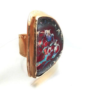 Large Opal Stone Gold Ring