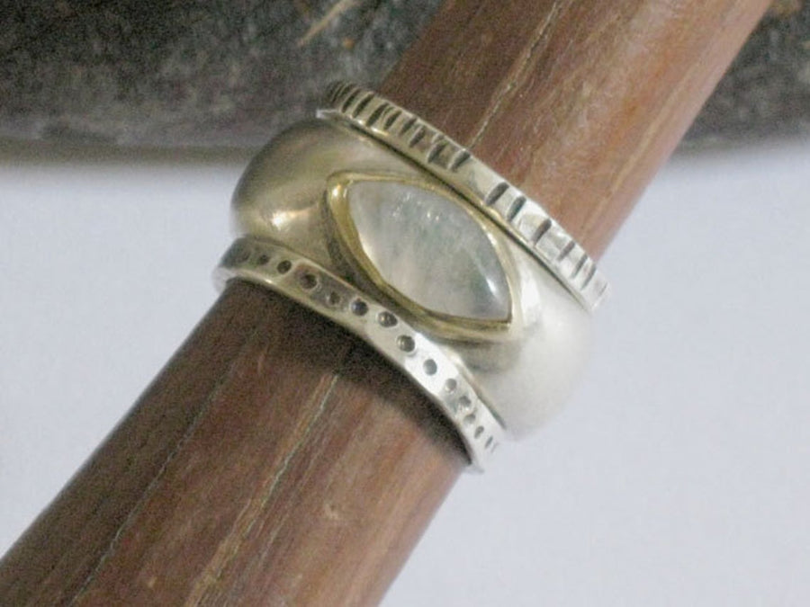 Moonstone Silver and Gold Ring