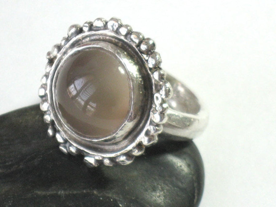 Unique Natural Moonstone Silver Ring