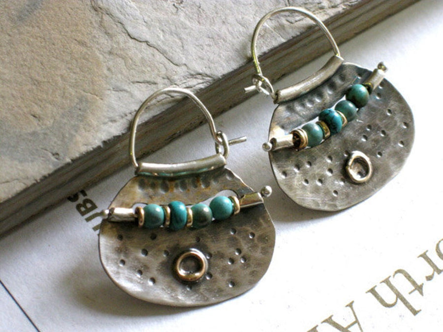 Statement Turquoise Two Sided Ear Hoops