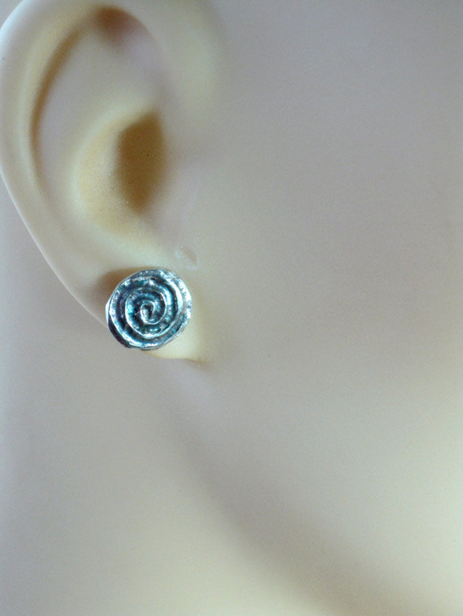 Spiral Earrings, Spiral Studs, Small Silver Earrings, Sterling Post Earrings, Round Studs, Silver Earrings, Circle Studs, Everyday Jewelry
