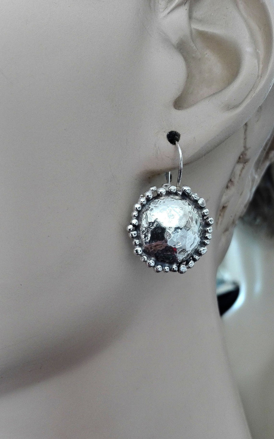 Round Dome Sterling Dangle Earrings