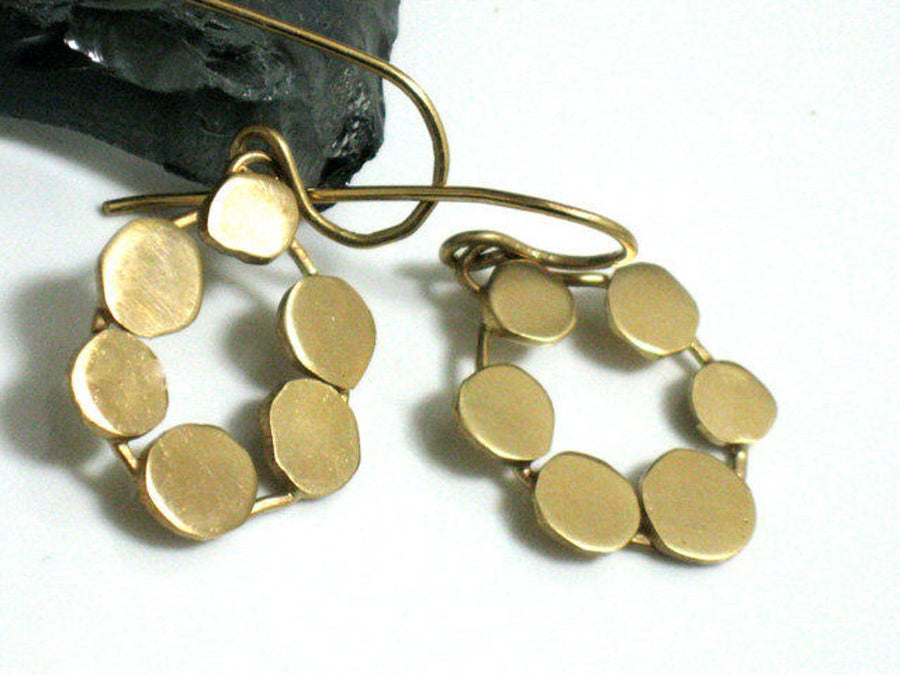Gold Geometric Handmade Flower Earrings