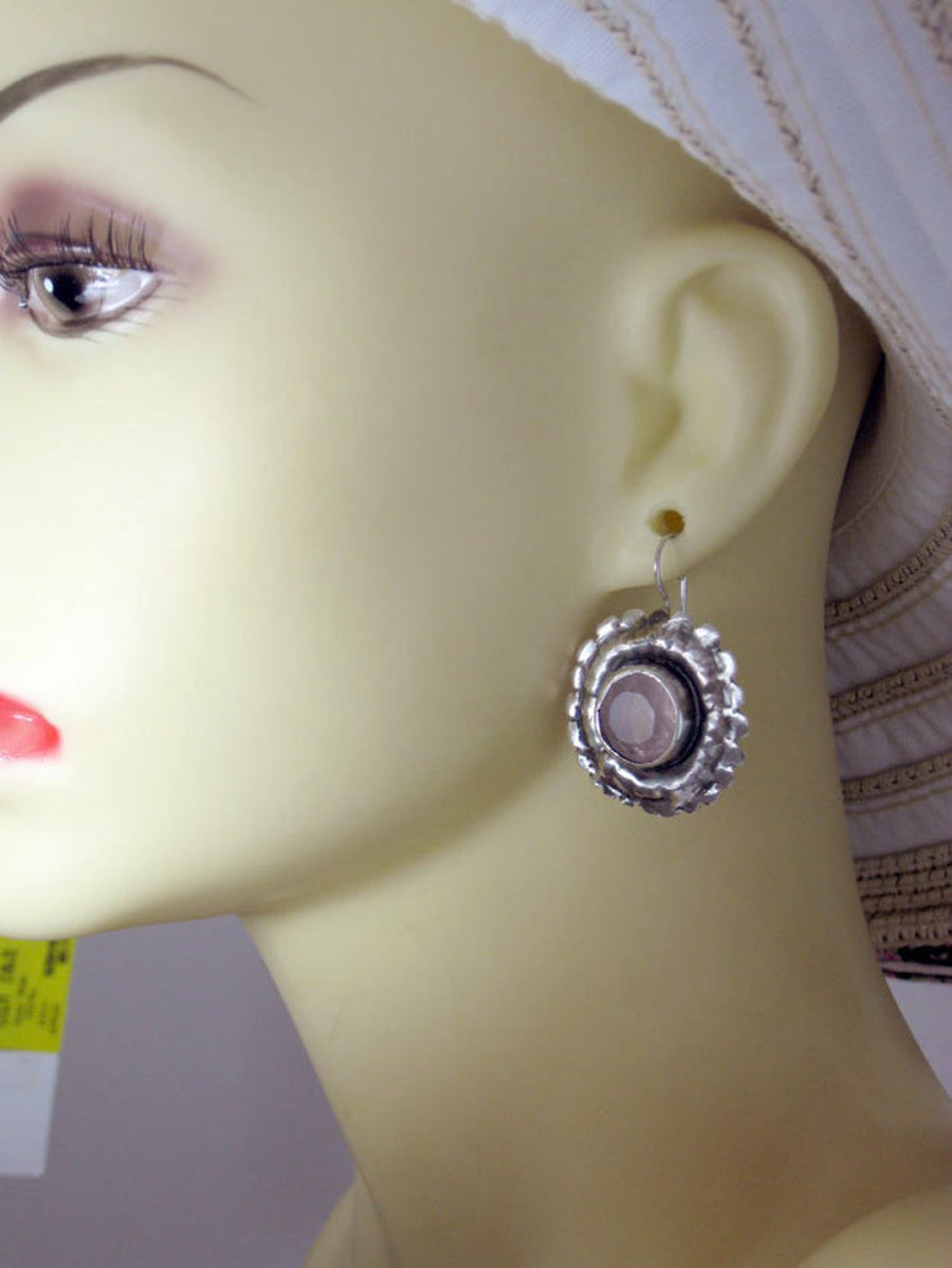 Artisan Rose Quartz Sterling Dangle Earrings