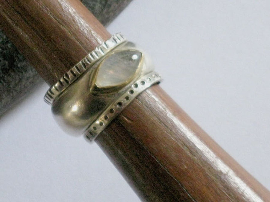 Moonstone Silver and Gold Ring