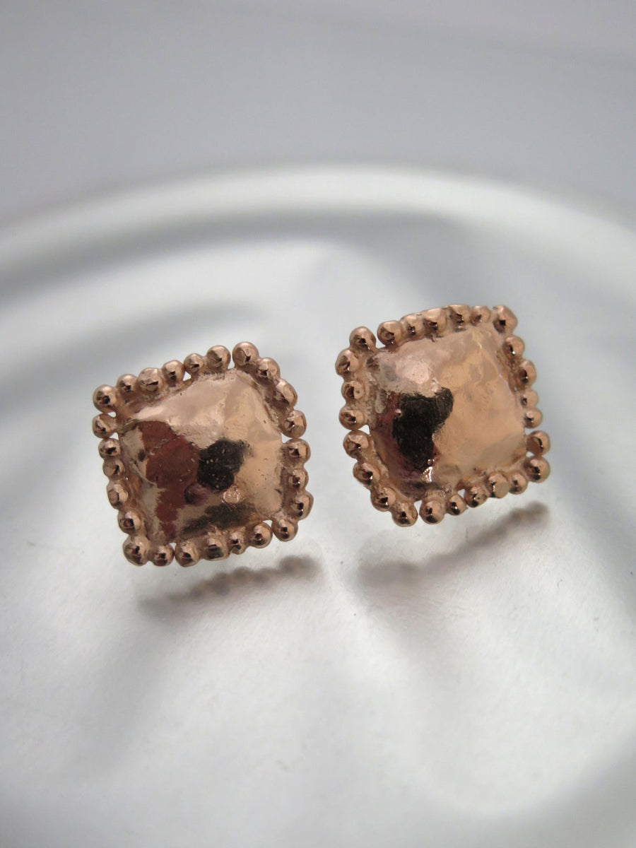 Square Statement Rose Gold Ear Studs