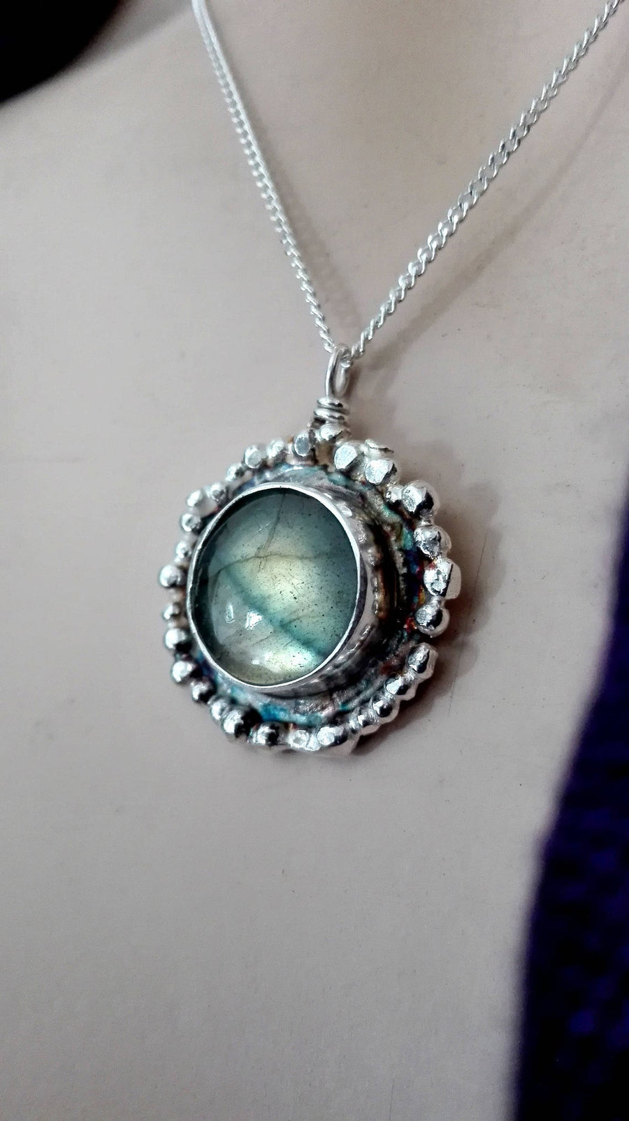 Sterling Chain and Labradorite Pendant Necklace
