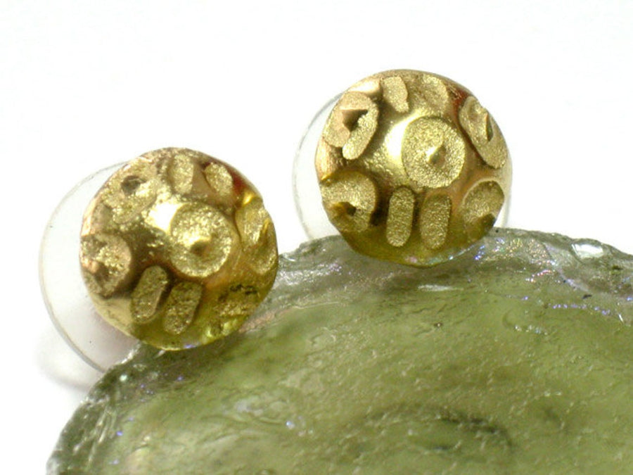 Gold Textured Stud Earrings For Women