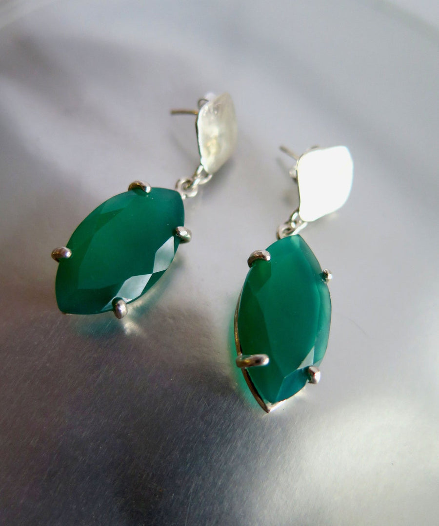Green Onyx Sterling Silver Dangle Earrings