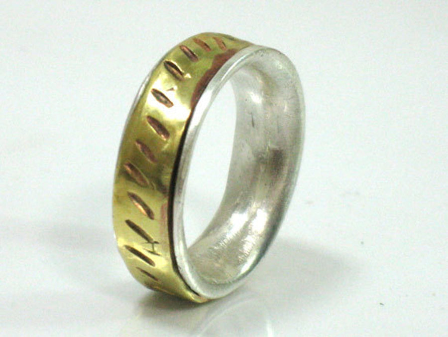 Silver Brass Spinner Band Ring