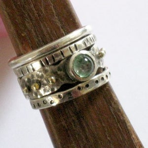 Stackable Silver Gold Gemstone Tourmaline Ring