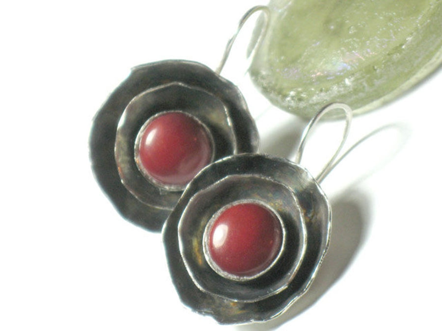 Artisan Coral and Sterling Silver Dangles